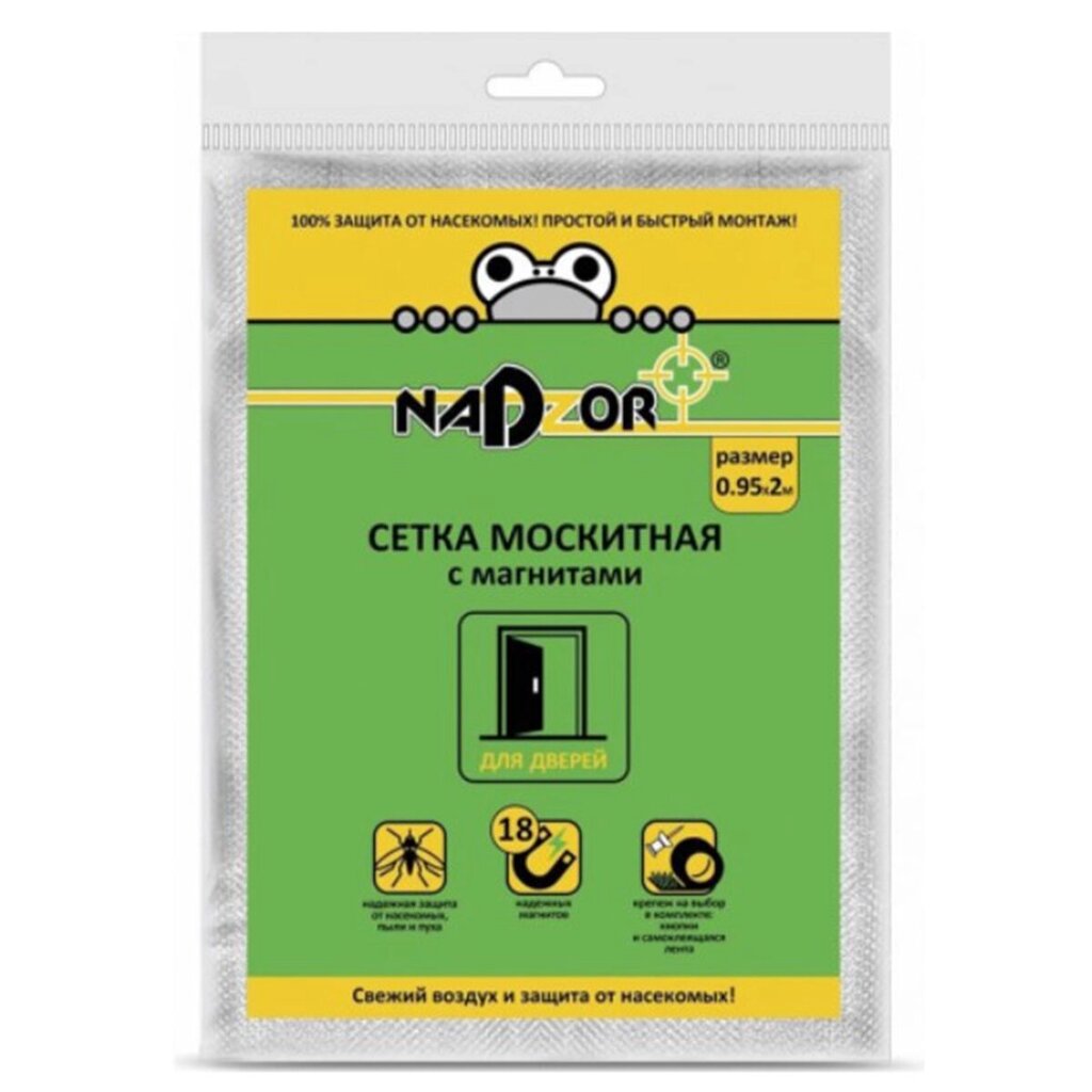 Сетка москитная Nadzor с крепежом 1*2,1м с магнитами, в пакете, белая, MSN020MPW от компании ИП Фомичев - фото 1