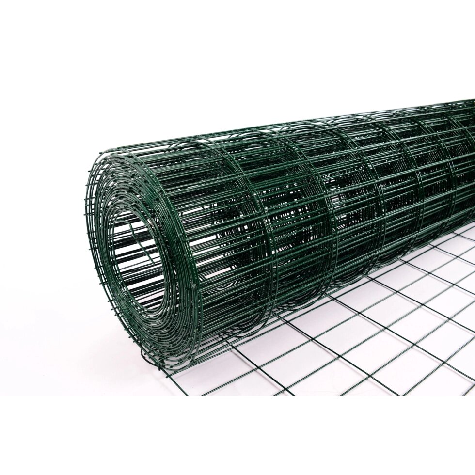Сетка сварная оцинкованная размер ячейки 60x100 мм 1.8x15 м ПВХ зелёный от компании ИП Фомичев - фото 1