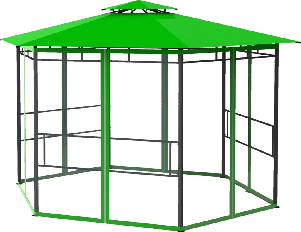 Шатер садовый с антимоскитной сеткой Отдых 4x4x2.59 м сталь зеленый (без штор) от компании ИП Фомичев - фото 1