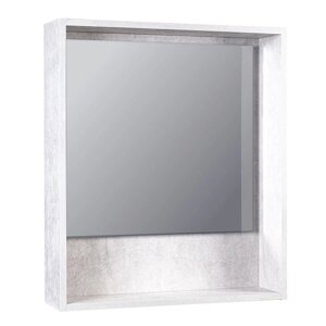 Шкаф зеркальный Бостон 60 с нишей бетон светлый