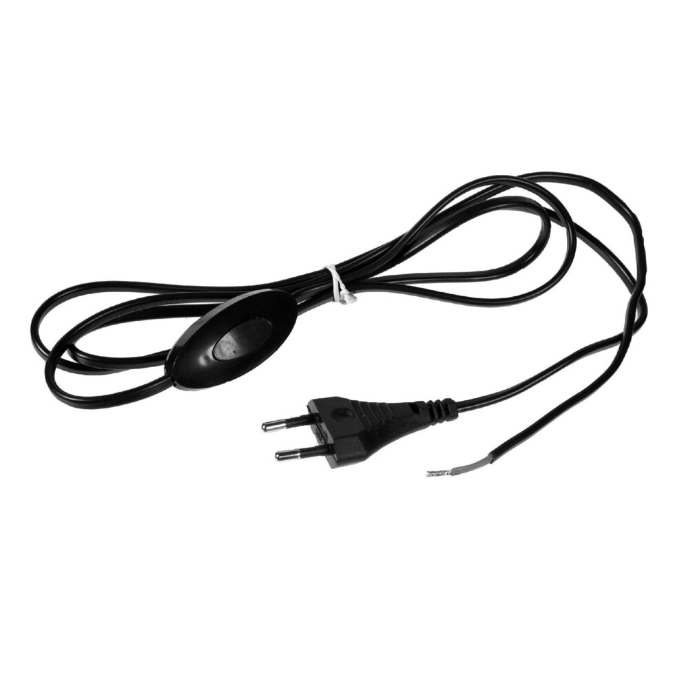 Шнур с проходным выключателем 1.8 м цвет чёрный от компании ИП Фомичев - фото 1