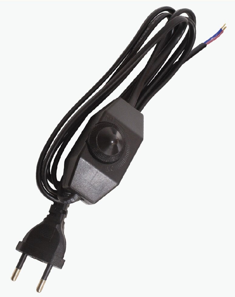 Шнур сетевой с диммером, цвет чёрный, 2 м от компании ИП Фомичев - фото 1