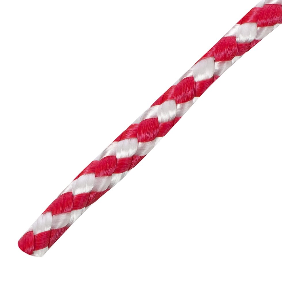 Шнур спирального плетения Standers 6 мм, 20 м, полипропилен, цвет белый/красный от компании ИП Фомичев - фото 1