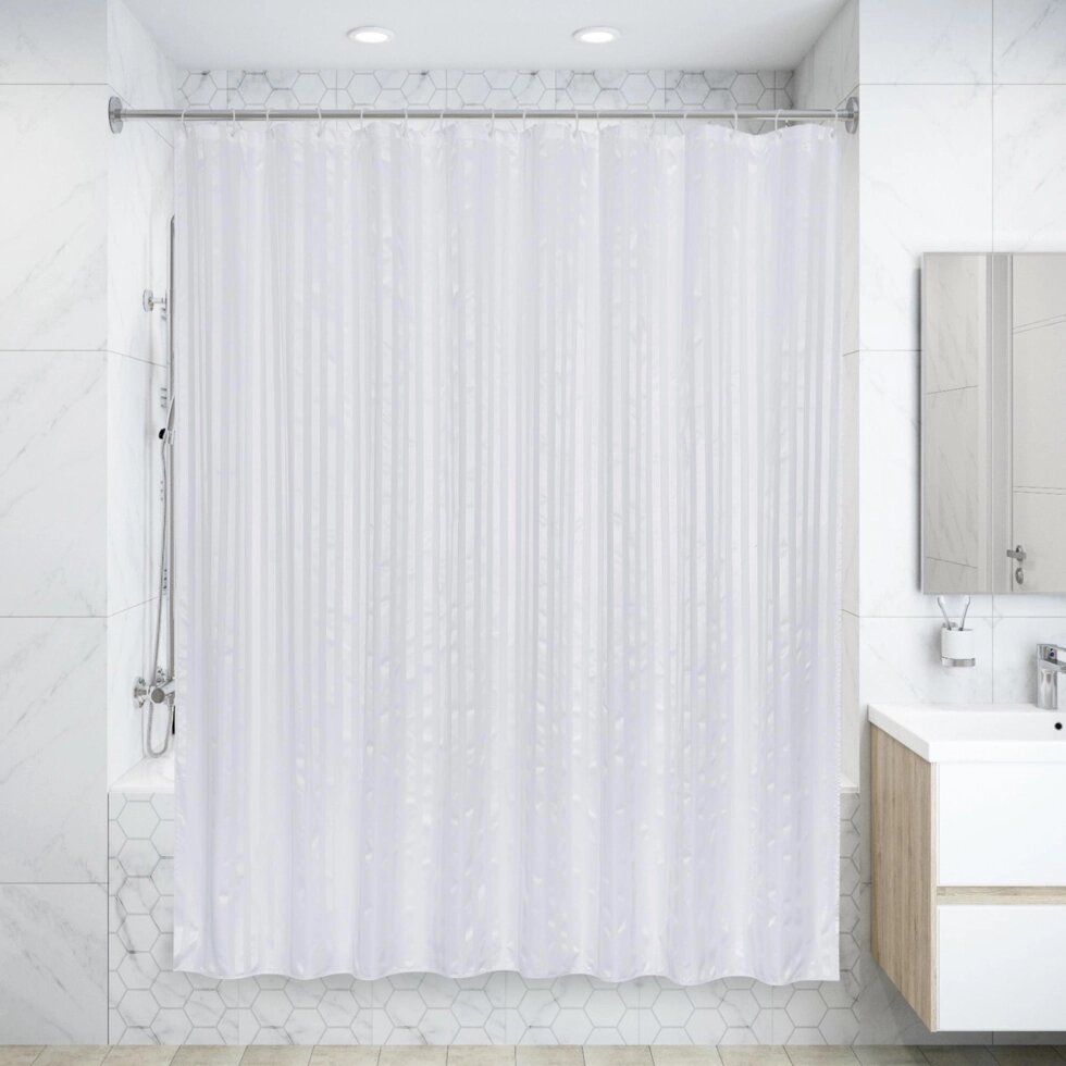 Штора для ванной комнаты «Белая» 200х240 см цвет белый от компании ИП Фомичев - фото 1