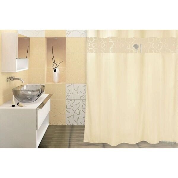Штора для ванной комнаты Numkesh beige 200x200 см тканевая от компании ИП Фомичев - фото 1