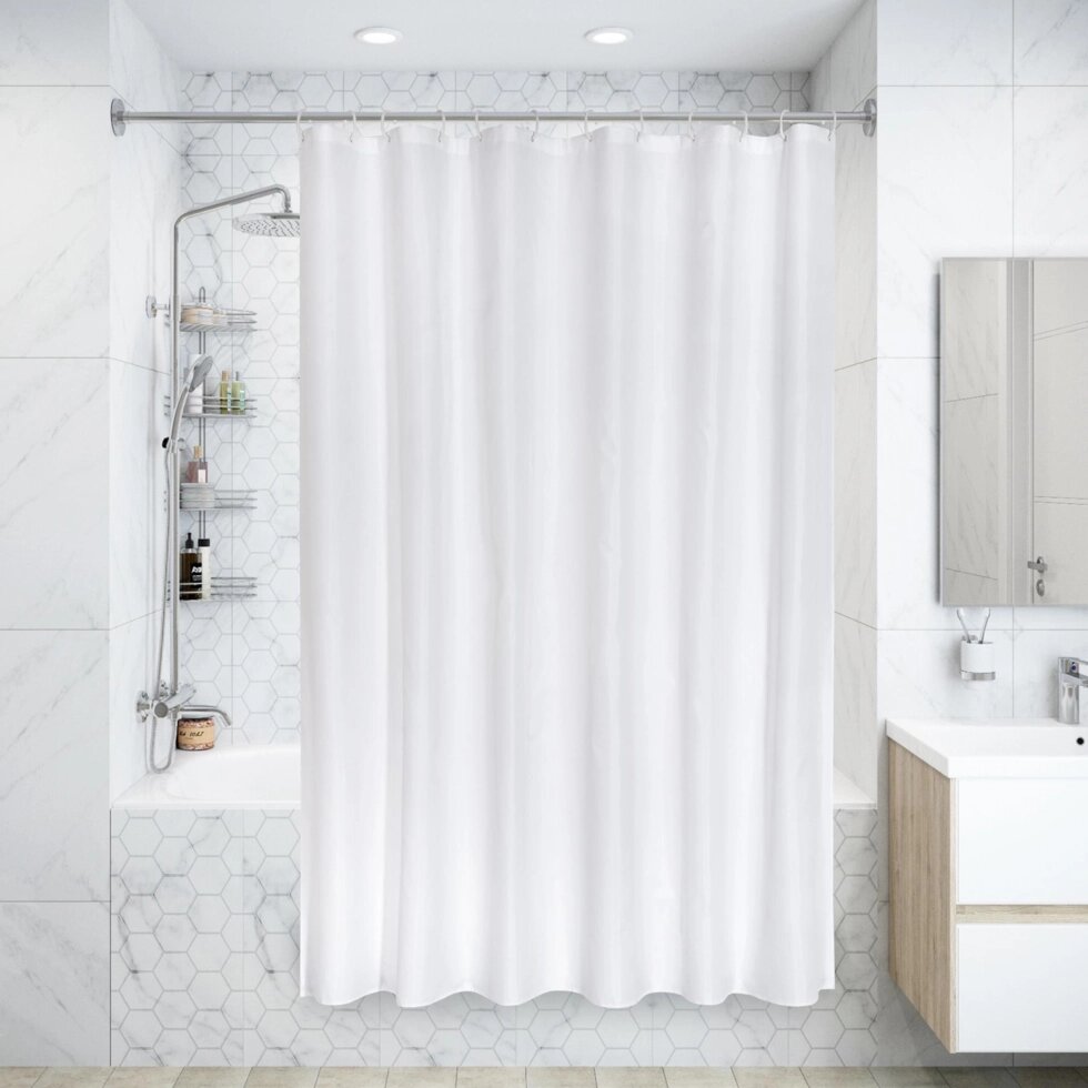 Штора для ванной Snow, 180x180 см, полиэстер, цвет белый от компании ИП Фомичев - фото 1