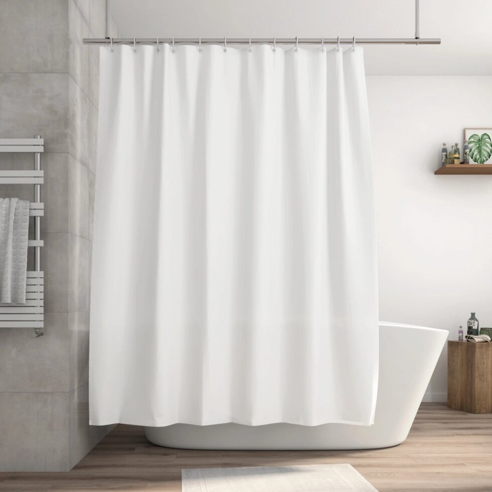 Штора для ванны Happy 180x200 см, полиэстер, цвет белый от компании ИП Фомичев - фото 1