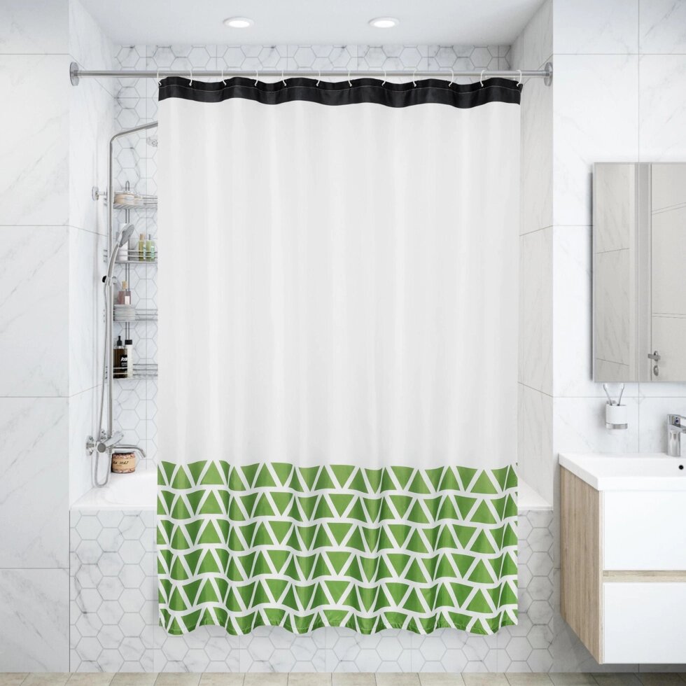 Штора для ванны Валенди с люверсами 180х200 см, полиэстер, цвет зелёный от компании ИП Фомичев - фото 1