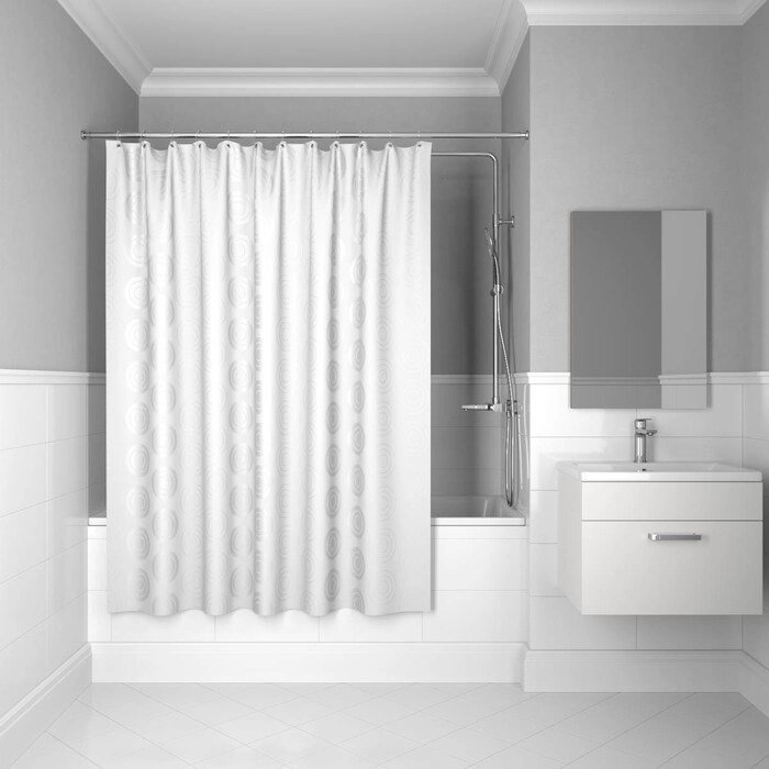 Штора IDDIS для ванной полиэстер Chequers white 200*200 432P20RI11 от компании ИП Фомичев - фото 1