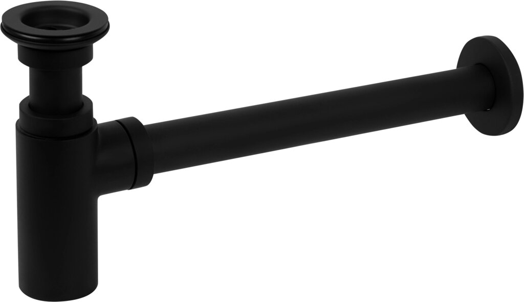 Сифон для раковины с выпуском латунь цвет матовый чёрный от компании ИП Фомичев - фото 1