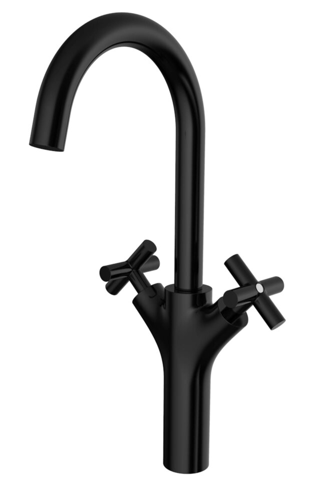 Смеситель для раковины Sensea Nosu двухвентильный с высоким изливом цвет чёрный от компании ИП Фомичев - фото 1