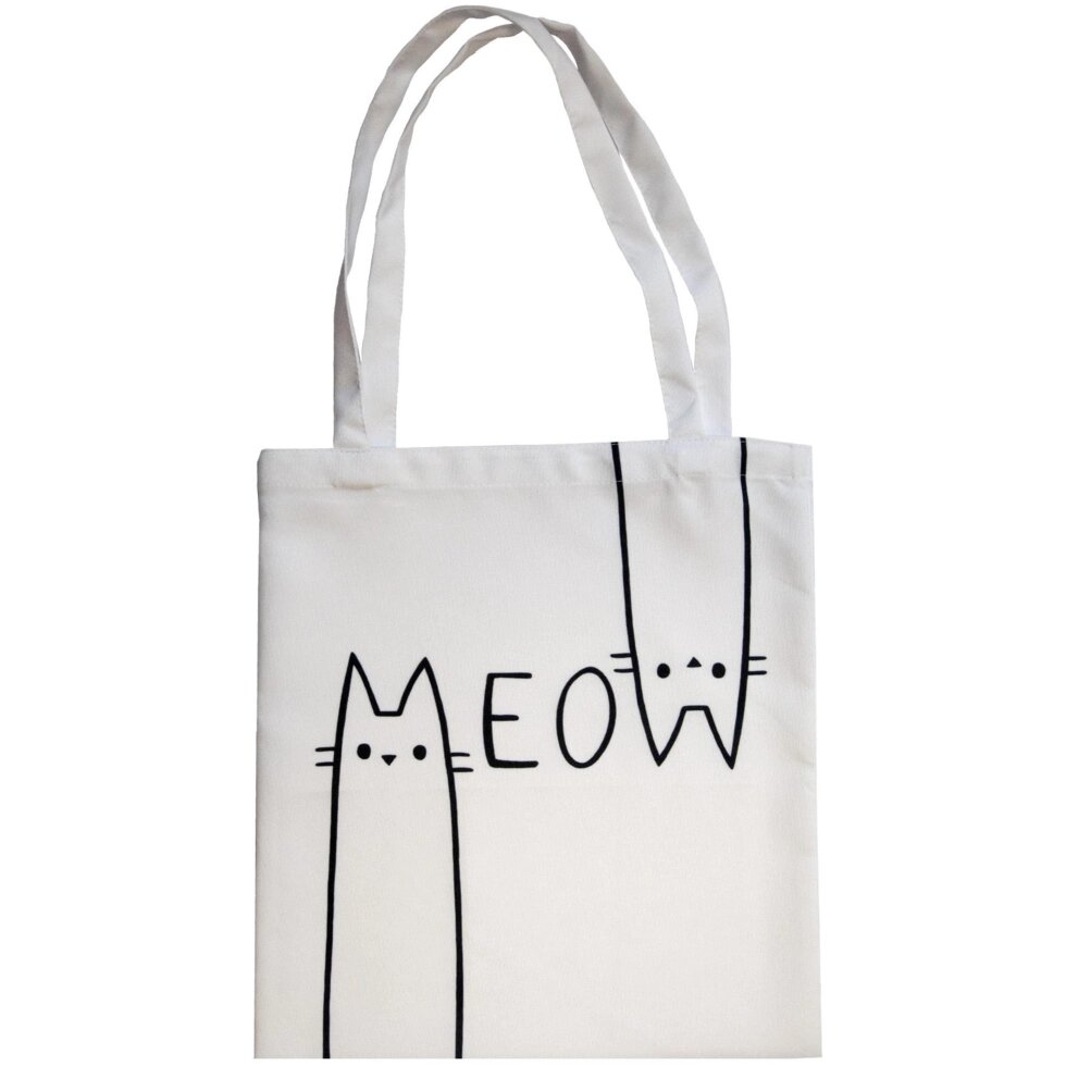 Сумка шоппер Meow 40х45 см черно-белая от компании ИП Фомичев - фото 1