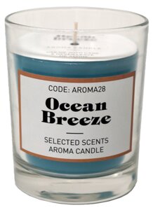 Свеча ароматическая «Ocean breeze» в стекле, цвет синий