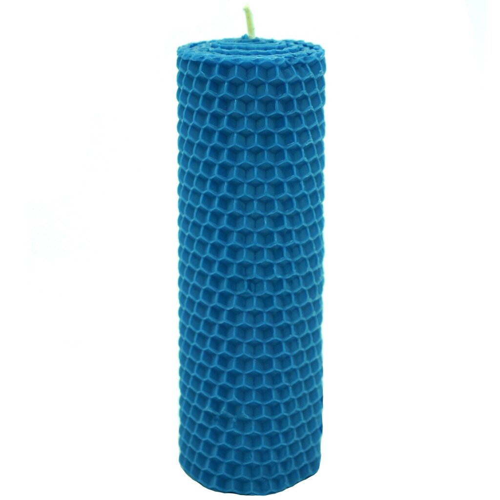 Свеча вощинная цилиндр голубая 4x13 см от компании ИП Фомичев - фото 1