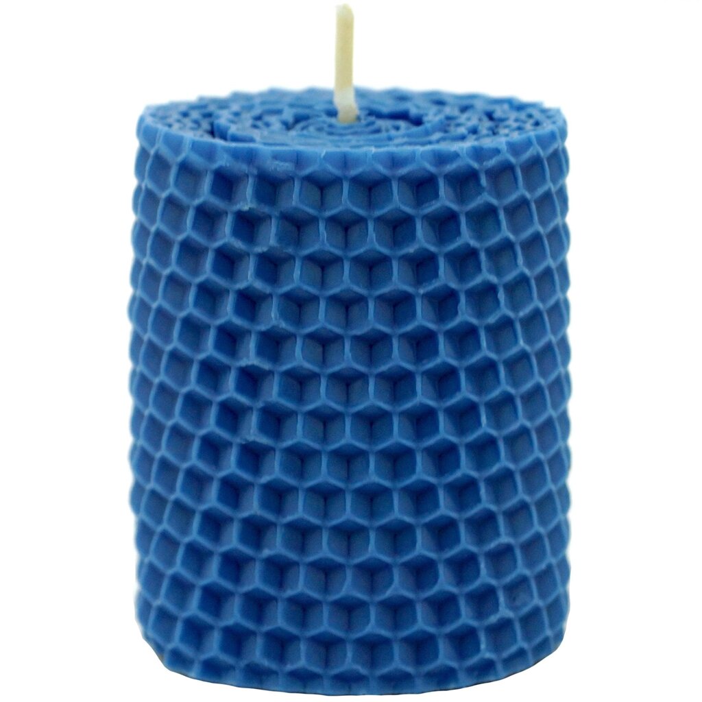 Свеча вощинная цилиндр голубая 5x6.5 см от компании ИП Фомичев - фото 1