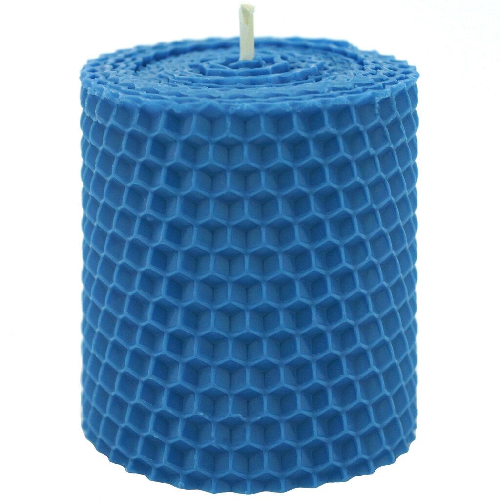 Свеча вощинная цилиндр голубая 6x6.5 см от компании ИП Фомичев - фото 1
