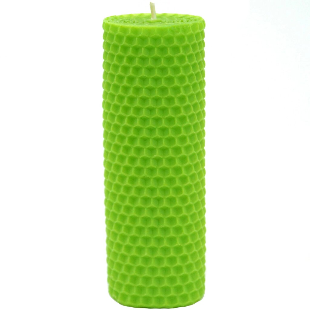 Свеча вощинная цилиндр желто-зеленая 4x13 см от компании ИП Фомичев - фото 1