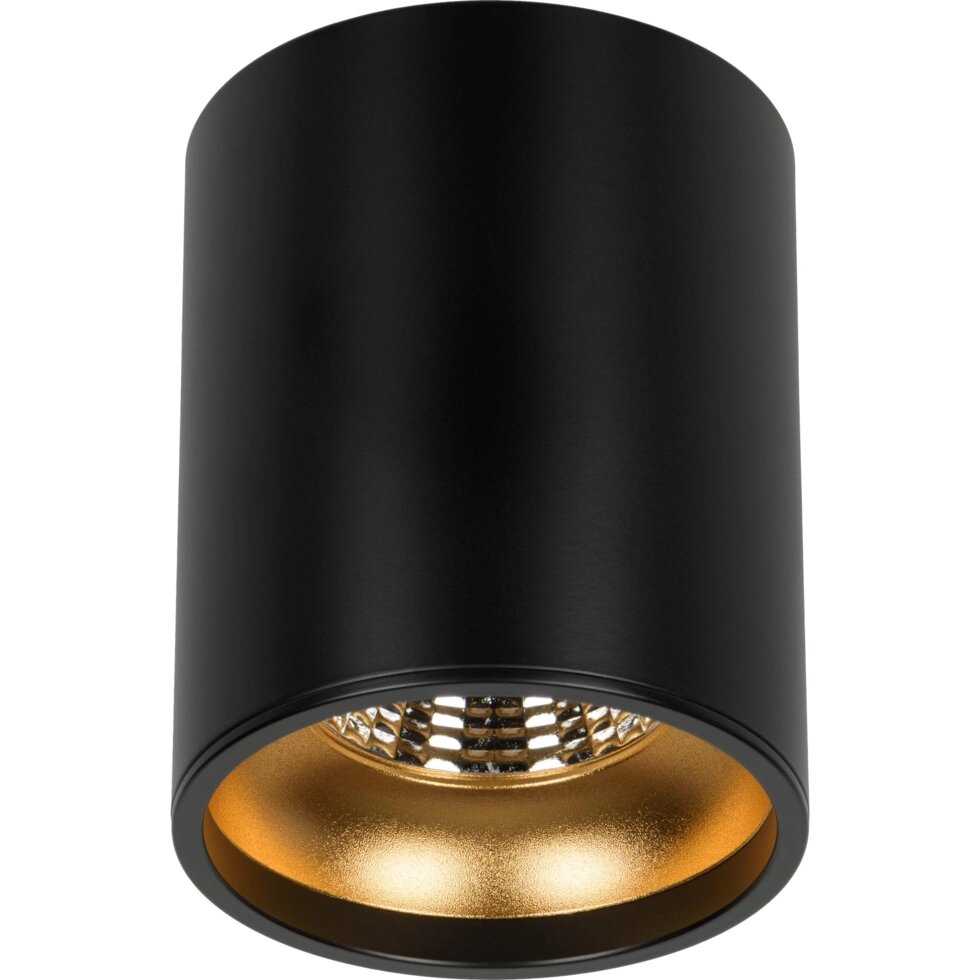 Светильник накладной светодиодный Gauss 12 Вт 3000 K 100 мм цвет чёрный/золотой от компании ИП Фомичев - фото 1