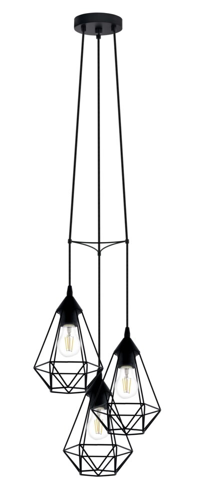 Светильник подвесной Inspire Byron 3 лампы E27Х60 Вт диаметр 35.5 см металл цвет чёрный от компании ИП Фомичев - фото 1