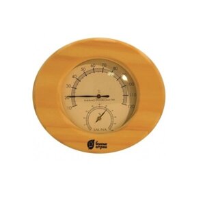 Термометр с гигрометром Банная станция 16*14*3см для бани и сауны овальная