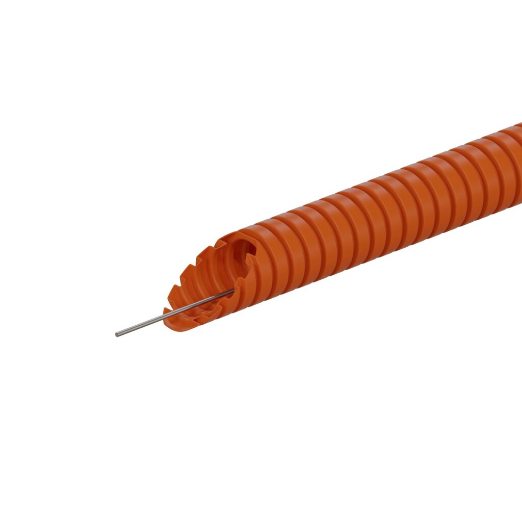 Труба гофрированная Экопласт D16 мм 100 м ПНД легкая с протяжкой цвет оранжевый от компании ИП Фомичев - фото 1
