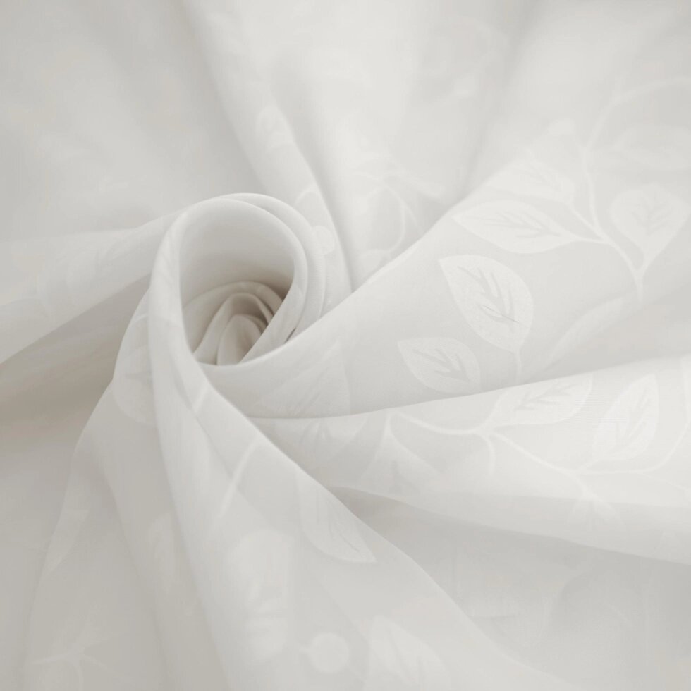 Тюль на ленте «Тиснение, листья», 250х180 см, цвет молочный от компании ИП Фомичев - фото 1