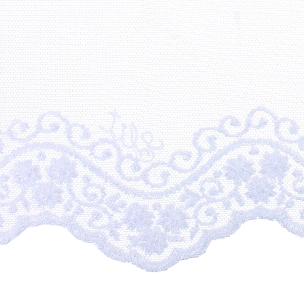 Тюль с вышивкой «Лидия» сетка 290 см цвет белый от компании ИП Фомичев - фото 1