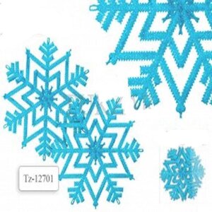 Украшение пластиковое Снежинка с блестками 1шт, голубой цвет, d=28см TZ 12702