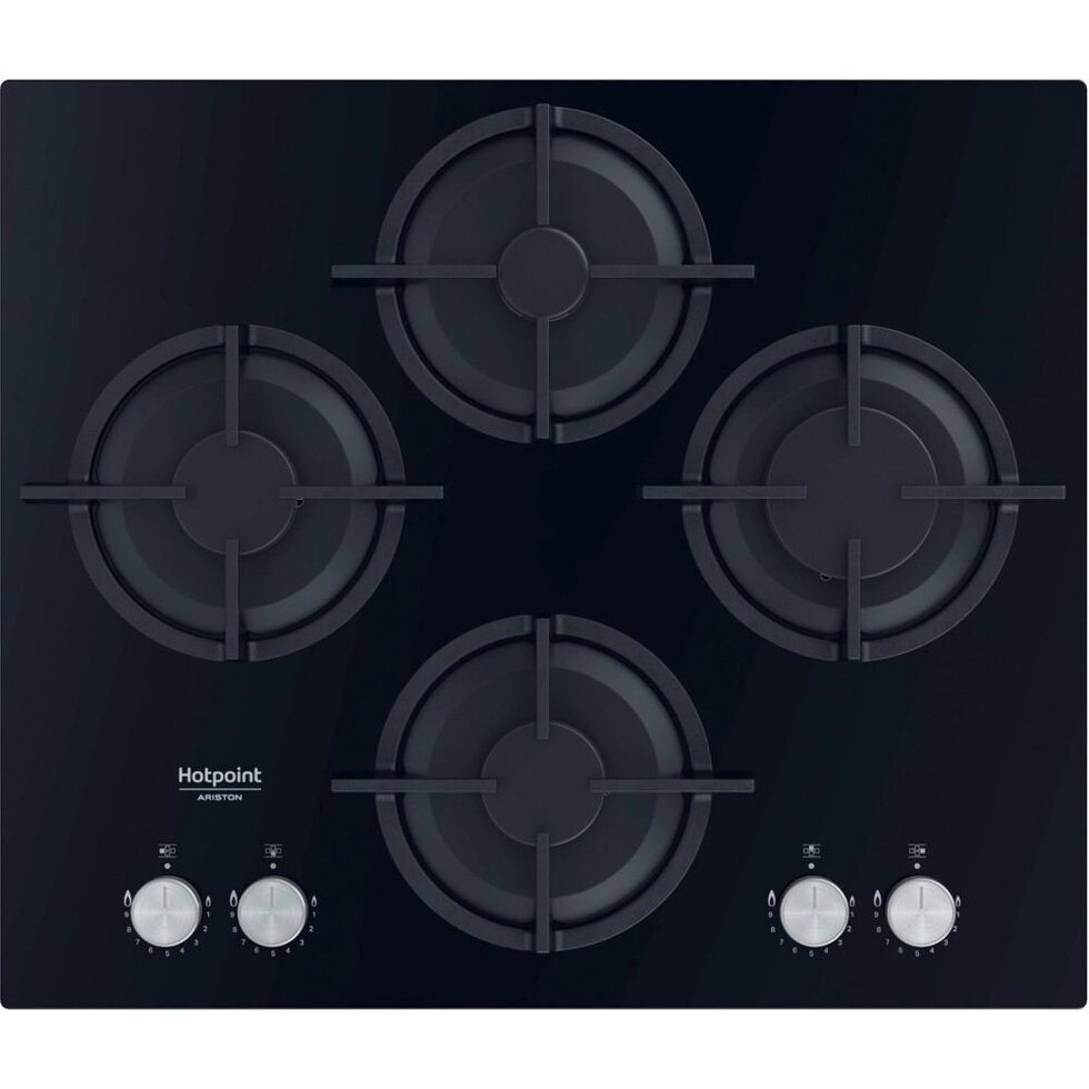 Варочная панель газовая Hotpoint QS 61S/BK, 4 конфорки, 60x51 см, цвет чёрный от компании ИП Фомичев - фото 1