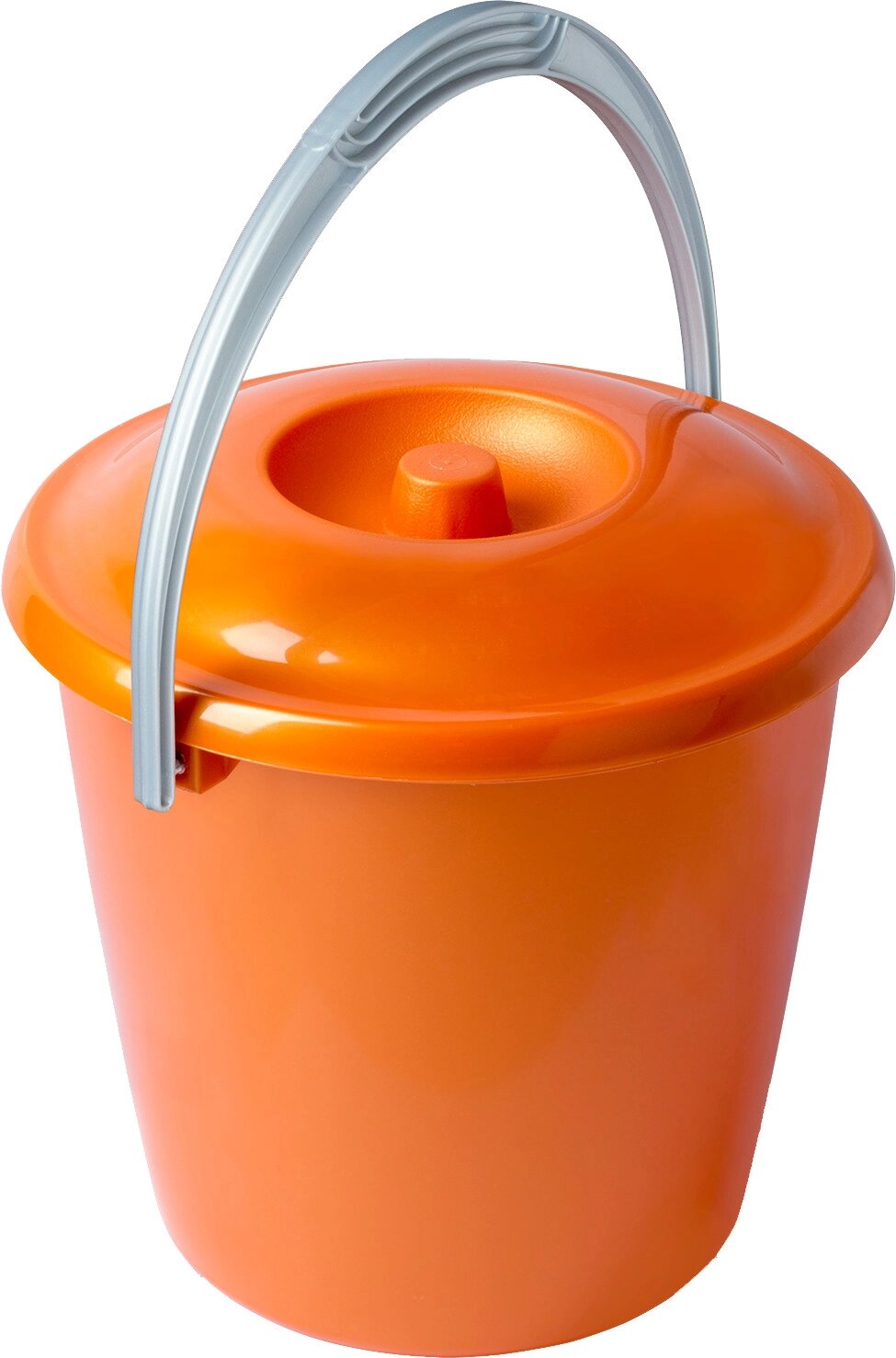 Ведро с крышкой 10 л пластик цвет оранжевый от компании ИП Фомичев - фото 1