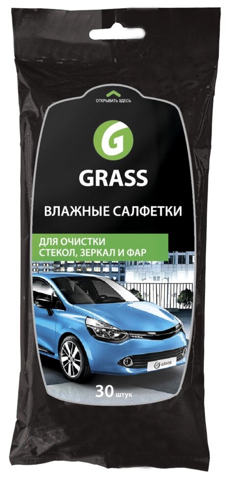 Влажные салфетки Grass для стекол и зеркал, 30 шт. от компании ИП Фомичев - фото 1