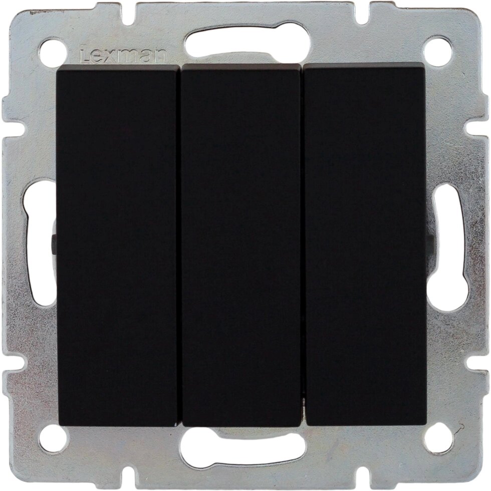 Выключатель встраиваемый Lexman Виктория 3 клавиши, цвет черный бархат матовый от компании ИП Фомичев - фото 1