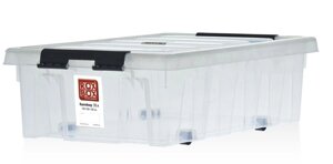 Ящик подкроватный Rox Box с крышкой на роликах, 35л прозрачный