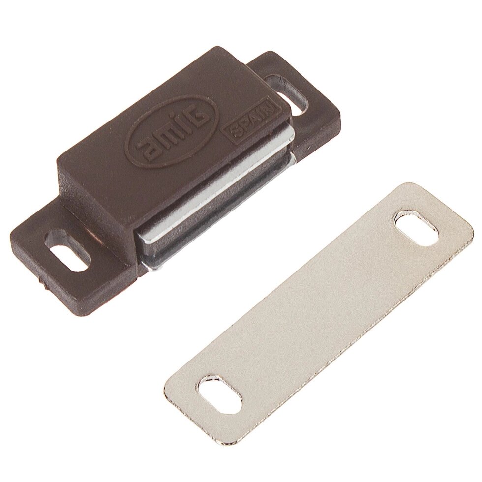 Защёлка магнитная Amig Модель 5, 46х15 мм, пластик, цвет коричневый от компании ИП Фомичев - фото 1