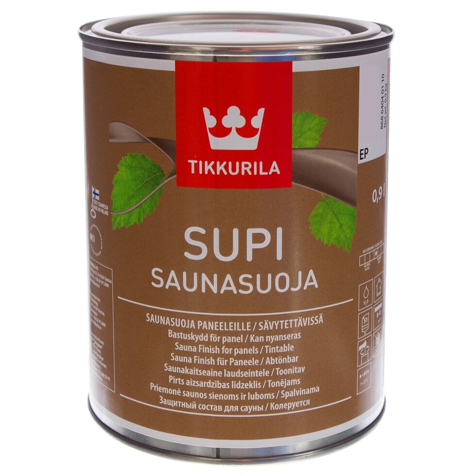 Защитный состав для сауны акриловый Tikkurila Supi Saunasuoja 0.9 л от компании ИП Фомичев - фото 1