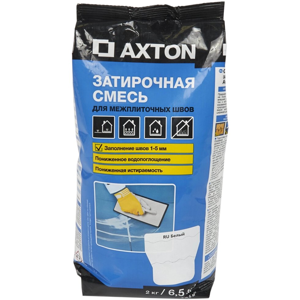 Затирка цементная Axton A.000 2 кг цвет белый от компании ИП Фомичев - фото 1
