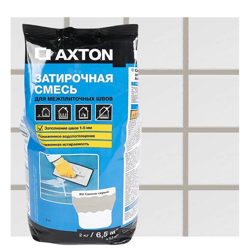 Затирка цементная Axton A.110 цвет светло-серый 2 кг от компании ИП Фомичев - фото 1