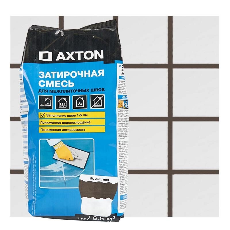 Затирка цементная Axton A.130 цвет антрацит 2 кг от компании ИП Фомичев - фото 1