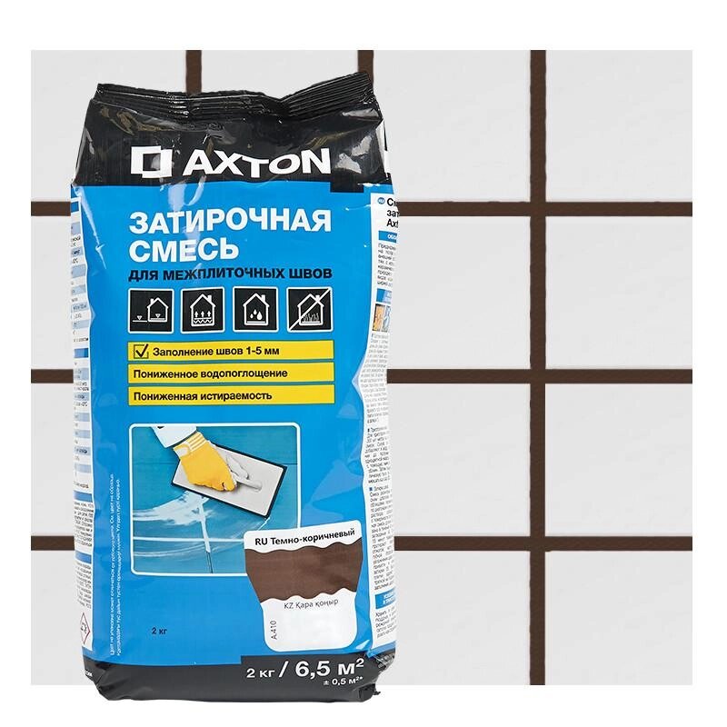 Затирка цементная Axton А.410 цвет темно-коричневый 2 кг от компании ИП Фомичев - фото 1