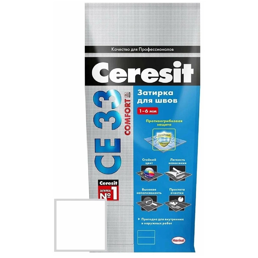 Затирка цементная Ceresit Comfort CE 33 цвет белый 2 кг от компании ИП Фомичев - фото 1