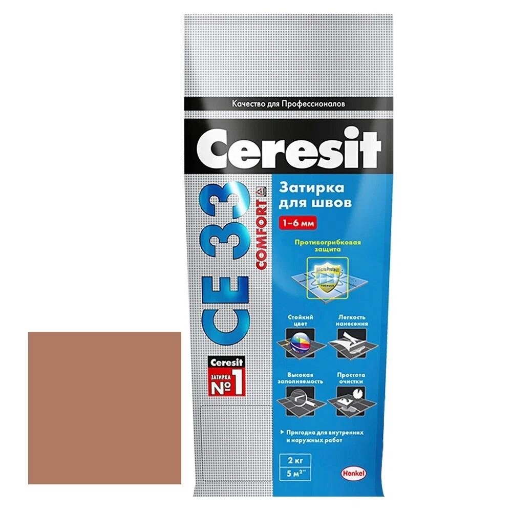 Затирка цементная Ceresit Comfort CE 33 цвет шоколад 2 кг от компании ИП Фомичев - фото 1