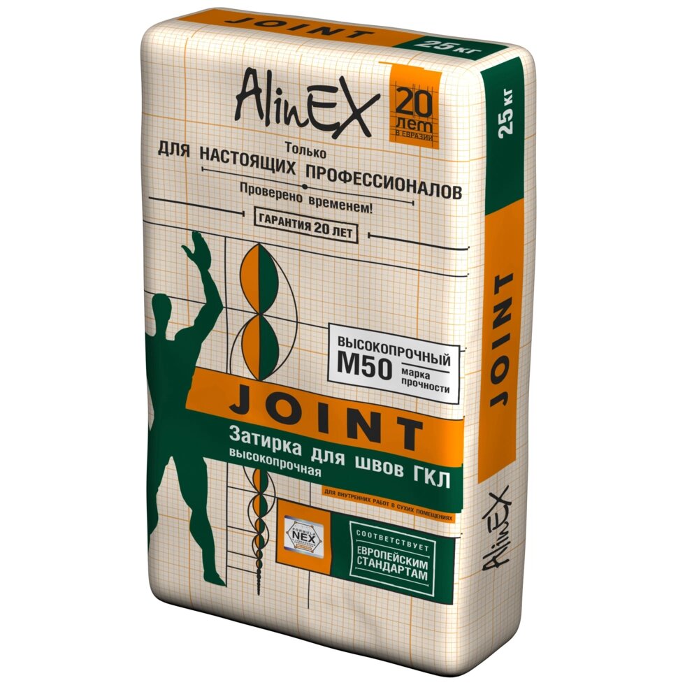 Затирка для швов гипсокартона Alinex Joint 25 кг от компании ИП Фомичев - фото 1
