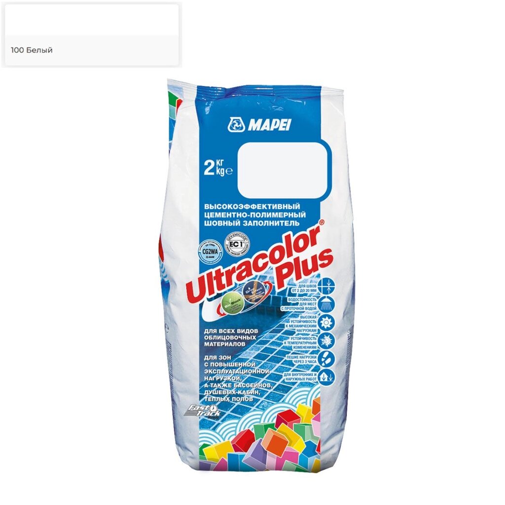 Затирка для швов MAPEI Ultracolor Plus №100/2кг (Белый) от компании ИП Фомичев - фото 1