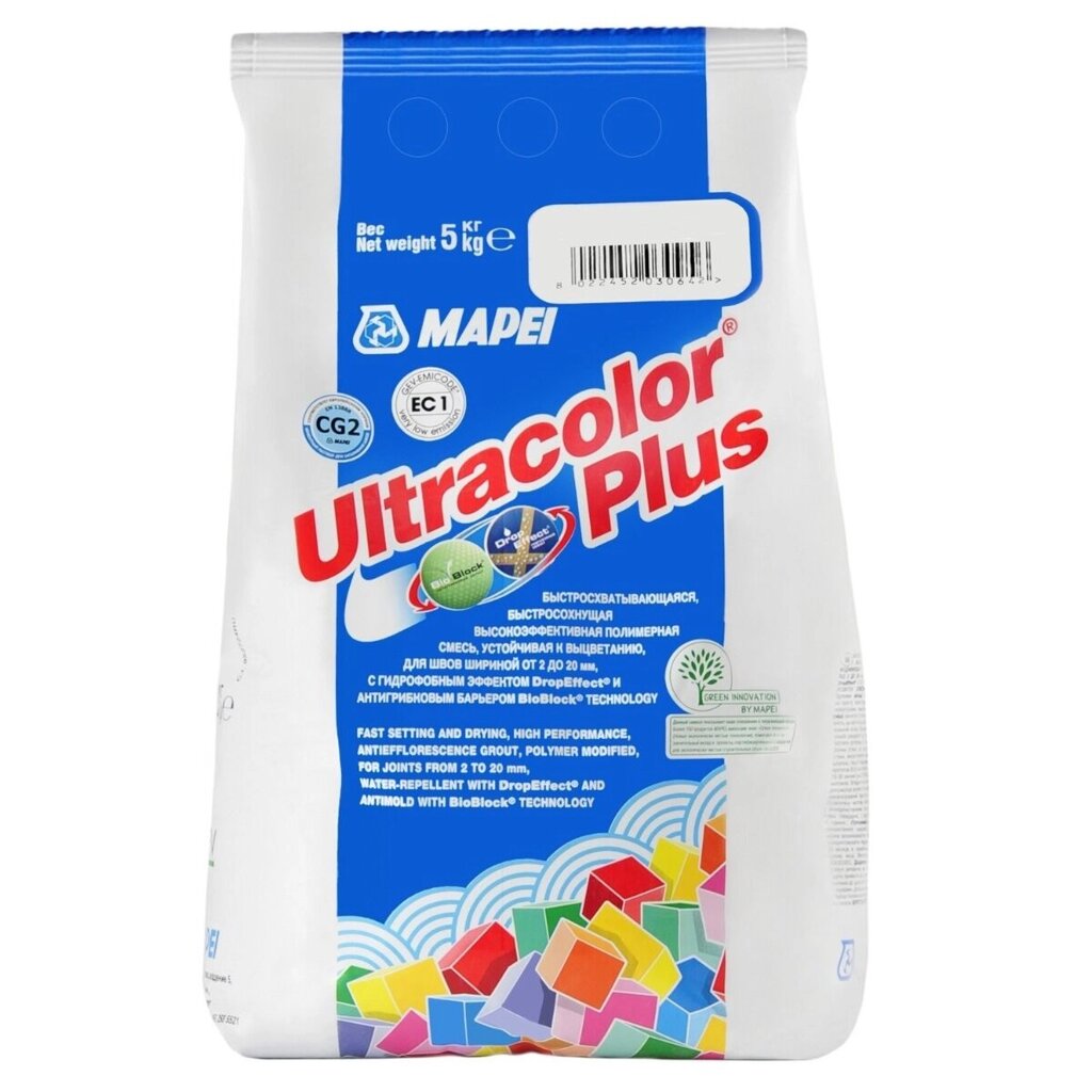 Затирка для швов MAPEI Ultracolor Plus №112/5кг (Серый) от компании ИП Фомичев - фото 1