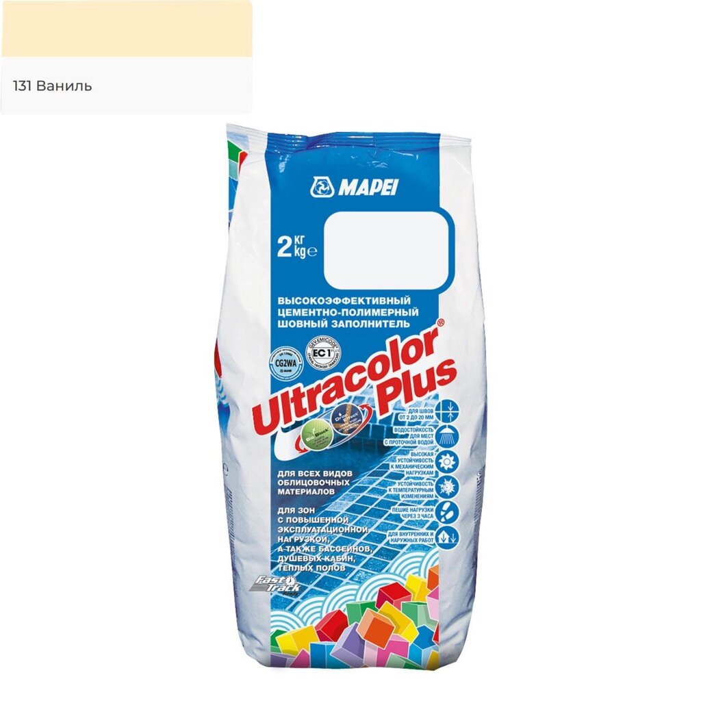 Затирка для швов MAPEI Ultracolor Plus №131/2кг (Ваниль) от компании ИП Фомичев - фото 1