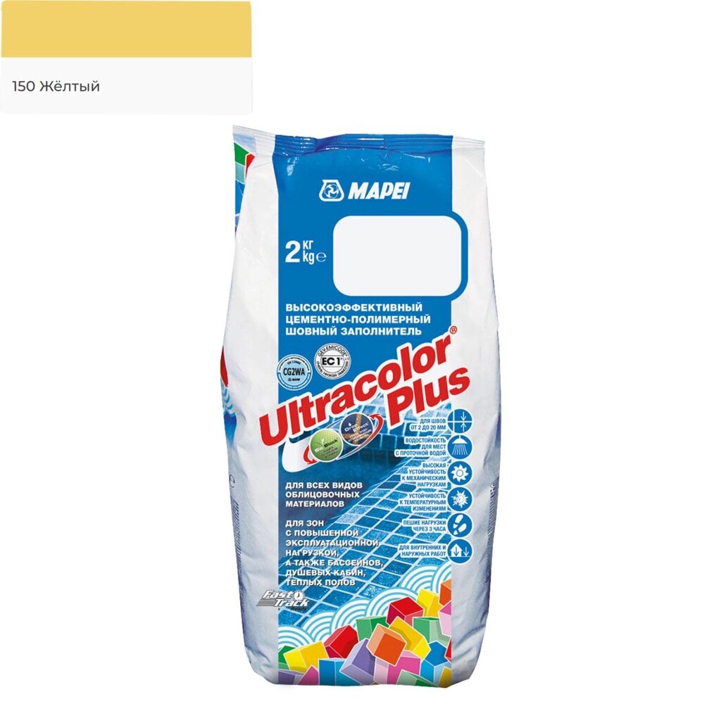 Затирка для швов MAPEI Ultracolor Plus№150/2кг (Желтый) от компании ИП Фомичев - фото 1