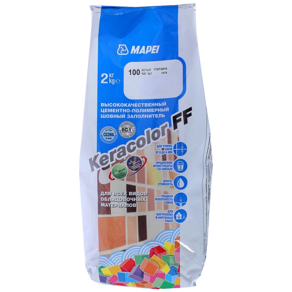 Затирка Mapei Keracolor FF 100 цвет белый 2 кг от компании ИП Фомичев - фото 1