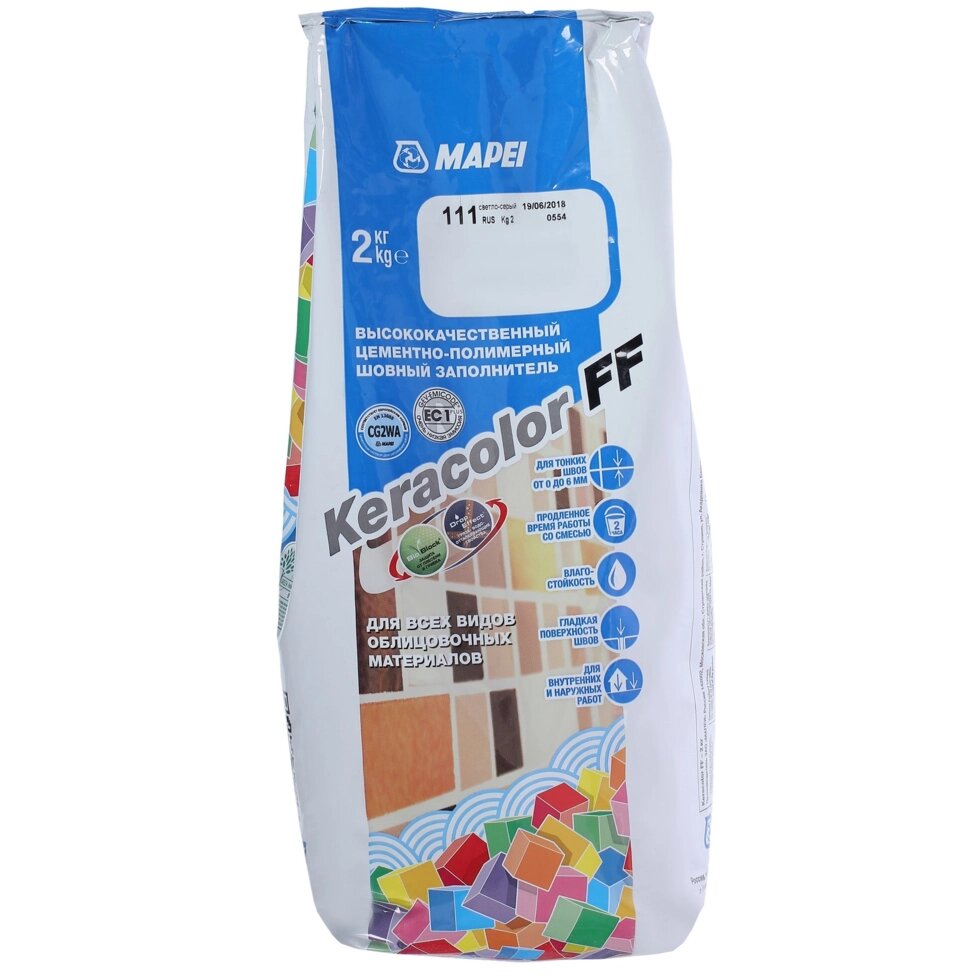 Затирка Mapei Keracolor FF 111 цвет светло-серый 2 кг от компании ИП Фомичев - фото 1