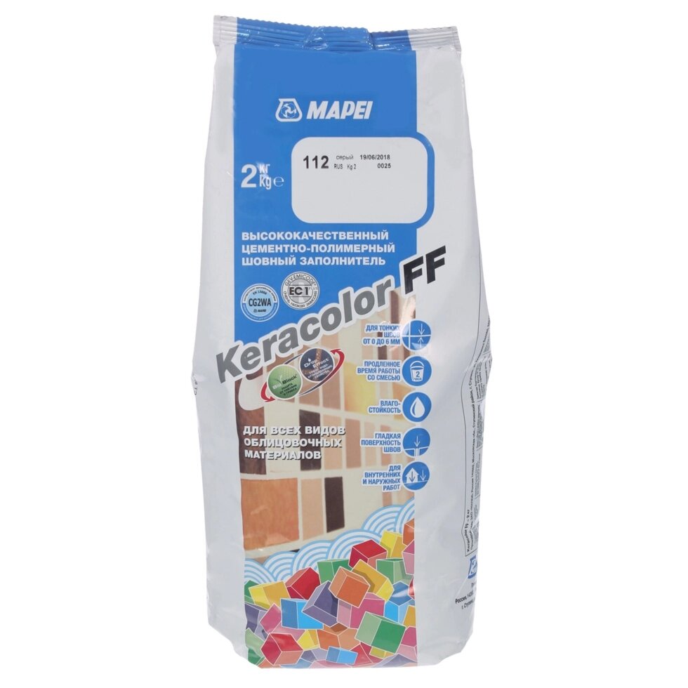 Затирка Mapei Keracolor FF 112 цвет серый 2 кг от компании ИП Фомичев - фото 1