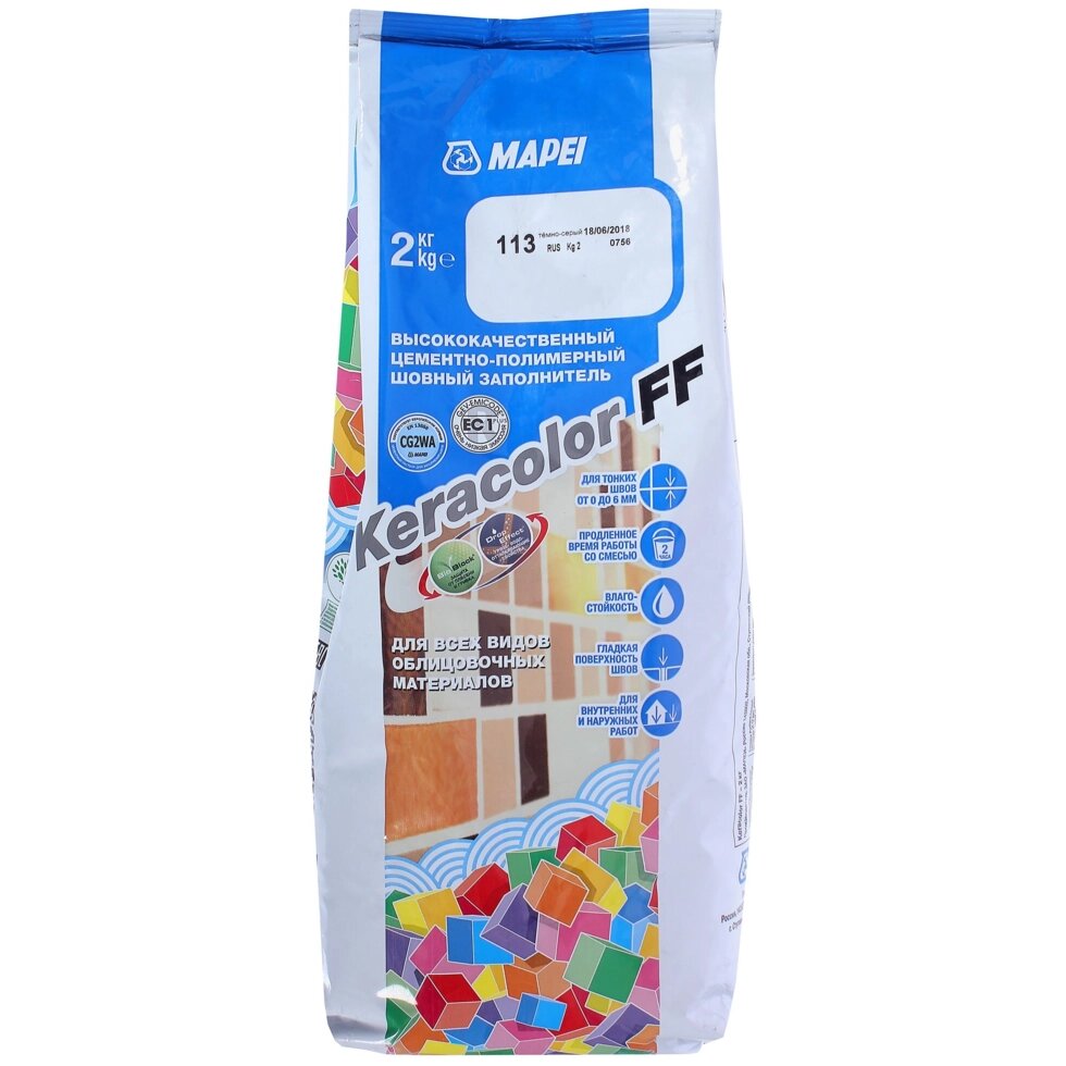 Затирка Mapei Keracolor FF 113 цвет тёмно-серый 2 кг от компании ИП Фомичев - фото 1